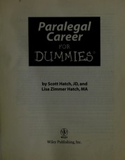 Cover of Paralegal career for dummies by Hatch, Scott A. J.D.