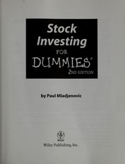 Cover of Stock investing for dummies by Paul J. Mladjenovic