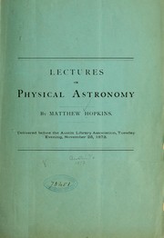 Front cover of Lectures on physical astronomy by Matthew Hopkins