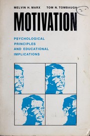 Front cover of Motivation; psychological principles and educational implications by Melvin Herman Marx