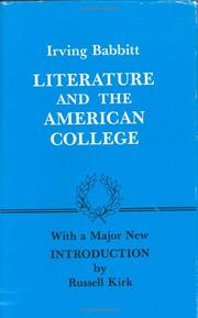 Cover of Literature and the American college by Irving Babbitt