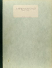 Front cover of An investigation of the self-generated magnetic fields associated with a laser-produced plasma by Leslie Lawrence McKee