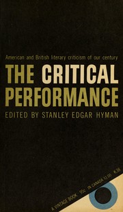 Cover of The critical performance by Stanley Edgar Hyman