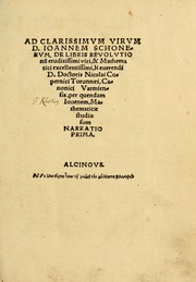 Front cover of Ad clarissimum virum D. Ioannem Schonerum, De libris reuolutionu[m] eruditissimi viri, & mathematici excellentissimi, Reuerendi D. Doctoris Nicolai Copernici ... per quendam Iuuenem, mathematicae studiosum Narratio prima ... by Georg Joachim Rhäticus
