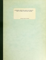Front cover of Ultrasonci absorption along the principal axes of single crystalline benzine by Alfred Erwin Victor