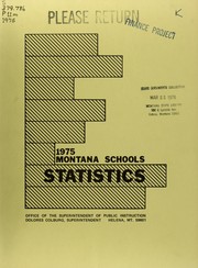 Front cover of 1975 Montana schools statistics by Montana. Office of the Superintendent of Public Instruction.