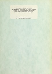 Front cover of The speed of sound and other thermodynamic quantities of dilute aqueous electrolyte solutions by an ultrasonic velocimeter comparison technique by William Montgomery Raymond