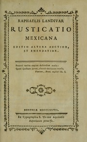 Front cover of Raphaelis Landivar Rusticatio mexicana by Rafael Landívar