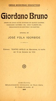 Front cover of Giordano Bruno by José Fola Igúrbide