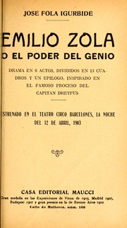Cover of Emilio Zola, o, El poder del genio by José Fola Igúrbide