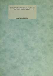 Front cover of Measurements of reflection and transmission in a laser-produced plasma by Thomas Harold Butler