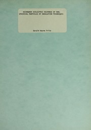 Front cover of Microwave dielectric response of nonspherical particles by modulation techniques by Gerald Wayne Fritz