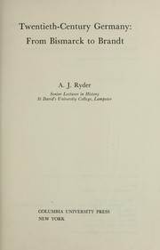 Cover of Twentieth-century Germany by A. J. Ryder