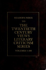 Front cover of Reader's Index to the Twentieth Century Views Literary Criticism series by Twentieth Century View