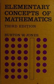 Front cover of Elementary concepts of mathematics by Burton Wadsworth Jones