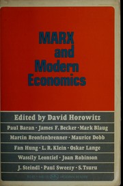 Cover of Marx and modern economics by David Horowitz