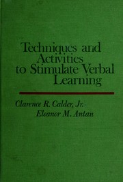 Front cover of Techniques and activities to stimulate verbal learning by Clarence R. Calder