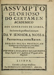 Cover of Assumpto glorioso do certamen academico dos generosos de Lisboa by Leonardo de São José