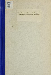 Front cover of Mécanismes cérébraux du langage oral et structure des langues by R. Husson