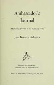Cover of Ambassador's journal by John Kenneth Galbraith