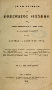 Front cover of Glad tidings to perishing sinners by Booth, Abraham