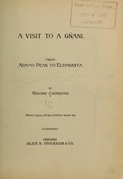 Front cover of A visit to a gñani. From Adams Peak to Elephanta by Edward Carpenter