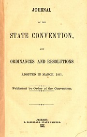 Front cover of Journal of the State Convention, and ordinances and resolutions adopted in March 1861 by Mississippi. Convention