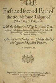 Front cover of The Troublesome Raigne of John, King of England by Christopher Marlowe