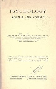 Cover of Psychology, normal and morbid by Charles Arthur Mercier