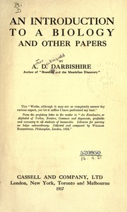 Front cover of An introduction to a biology and other papers by A. D. Darbishire