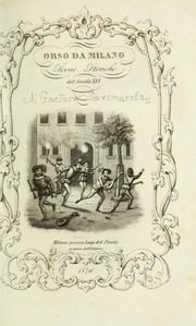 Front cover of Orso da Milano by Cavagna Sangiuliani di Gualdana, Antonio conte