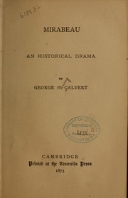 Front cover of Mirabeau by George Henry Calvert