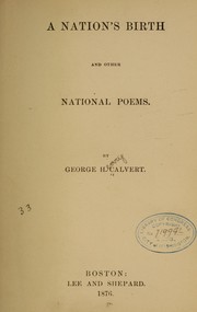 Front cover of A nation's birth and other national poems by George Henry Calvert