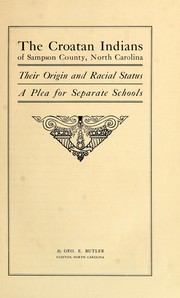 Front cover of The Croatan Indians of Sampson County, North Carolina by Geo. E. Butler