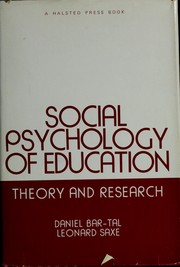 Front cover of Social psychology of education by Unknown
