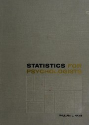 Cover of Statistics for psychologists by William Lee Hays