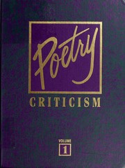 Front cover of Poetry criticism by Gale Research Inc