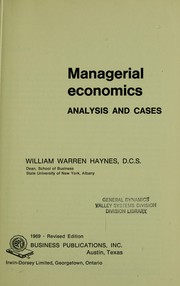 Cover of Managerial economics by William Warren Haynes
