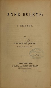 Front cover of Anne Boleyn by George H. Boker