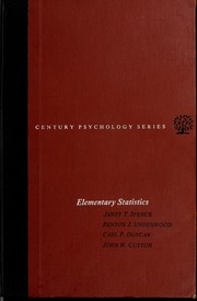 Cover of Elementary statistics by Benton J. Underwood