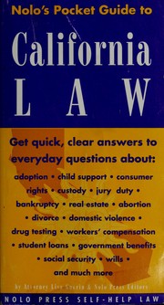 Cover of Nolo's pocket guide to California law by Lisa Guerin