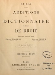 Cover of Additions au dictionnaire pratique de droit by Gaston Griolet