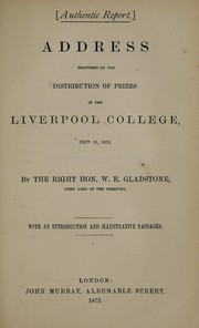 Front cover of Address delivered at the distribution of prizes in the Liverpool College, Decr. 21, 1872 by William Ewart Gladstone