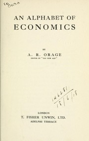 Front cover of An alphabet of economics by A. R. Orage