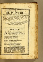 Front cover of Al primero de los quatro anagrammas, en manifestacion de rendido afecto al Exmo. Sr. D. Fr. Manuel de Amat by Manuel Chacón Infante de Lara