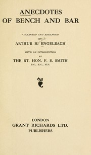 Front cover of Anecdotes of bench and bar by Arthur Harold Engelbach