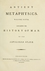 Cover of Antient metaphysics by James Burnett, Lord Monboddo