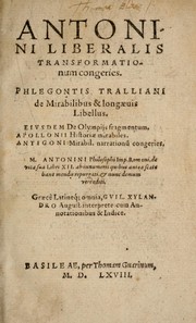 Front cover of Antonini Liberalis Transformationum congeries by Phlegon of Tralles