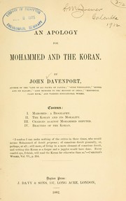 Front cover of An apology for Mohammed and the Koran by Davenport, John