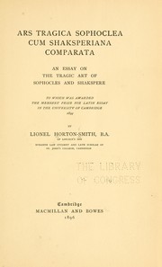 Cover of Ars tragica Sophoclea cum Shaksperiana comparata by L. Graham H. Horton-Smith